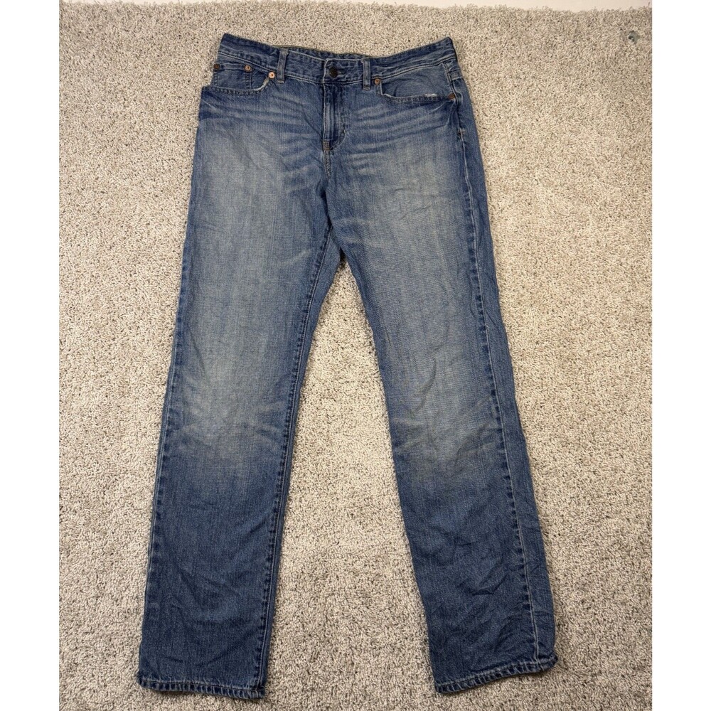 Polo Ralph Lauren Mens 34x29 Blue Jeans Straight Leg Classic Fit Faded Denim